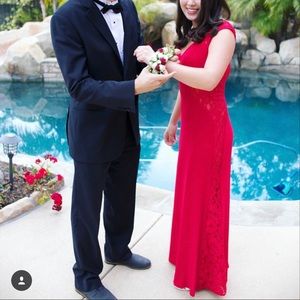 Red Lace Prom Wedding Event Formal Dress